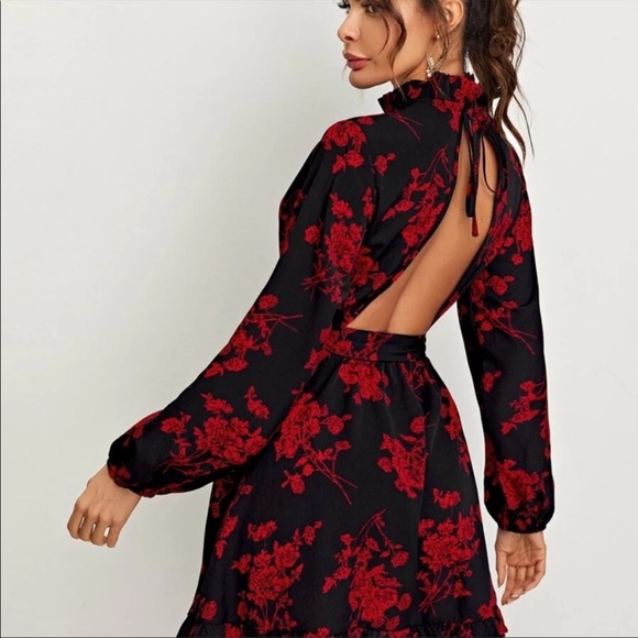 NWT bohemian long sleeve dress with open back - Picture 3 of 4